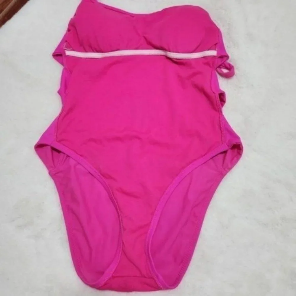 Women’s Side Strap One Piece Swimsuit Oahu Pink, size L